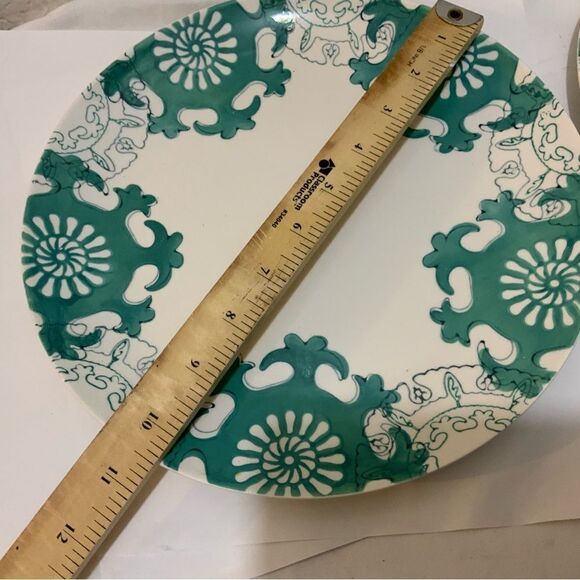 2 Threshold Keira Stoneware Green Patterned Stoneware Dinner Plates 10.5" G18 - Picture 6 of 6